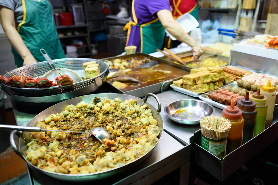 Comida del mercado chino.